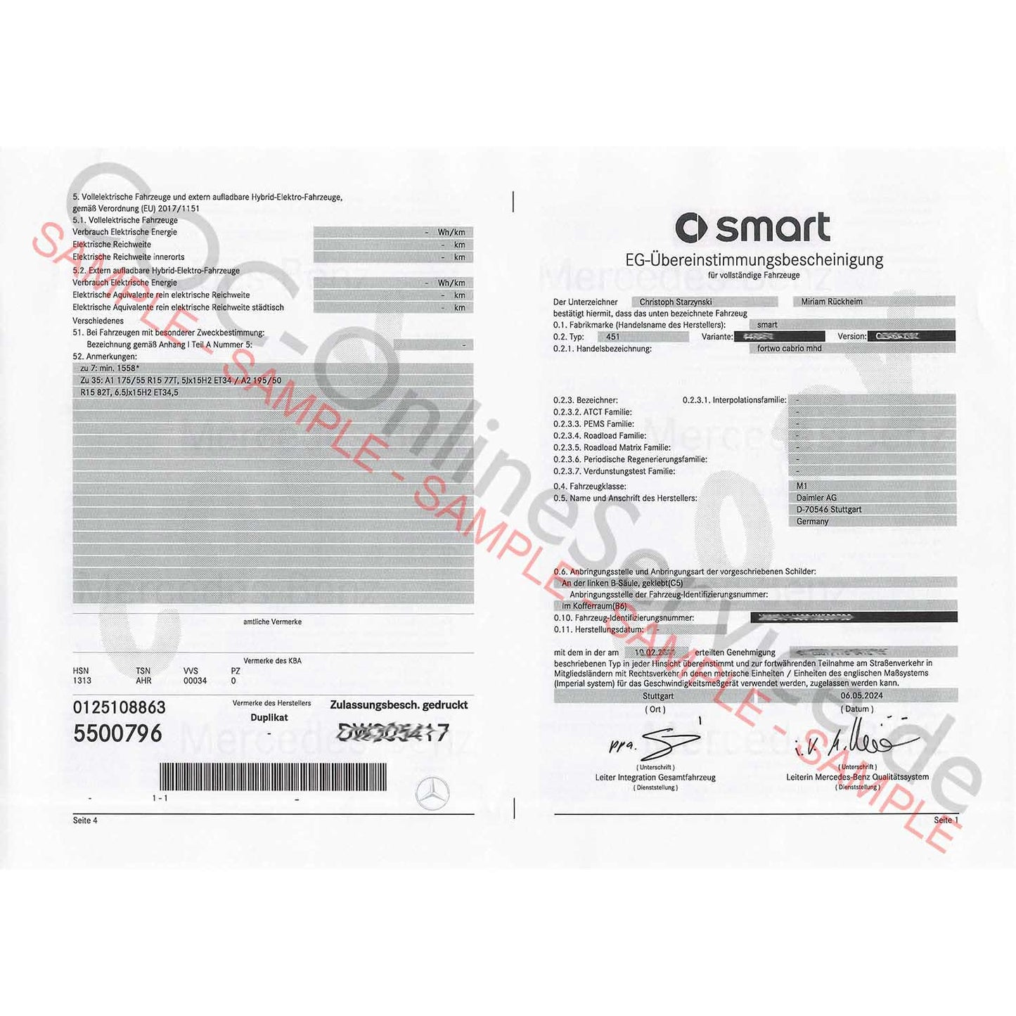 COC dokumenty pro Smart (Certifikát shody)